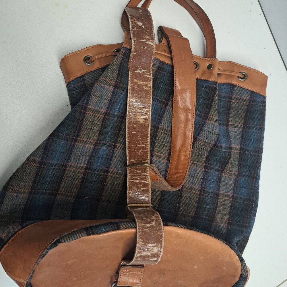 Vintage Banana Republic Plaid Bucket Bag Made In Italy - Picture 4 of 11